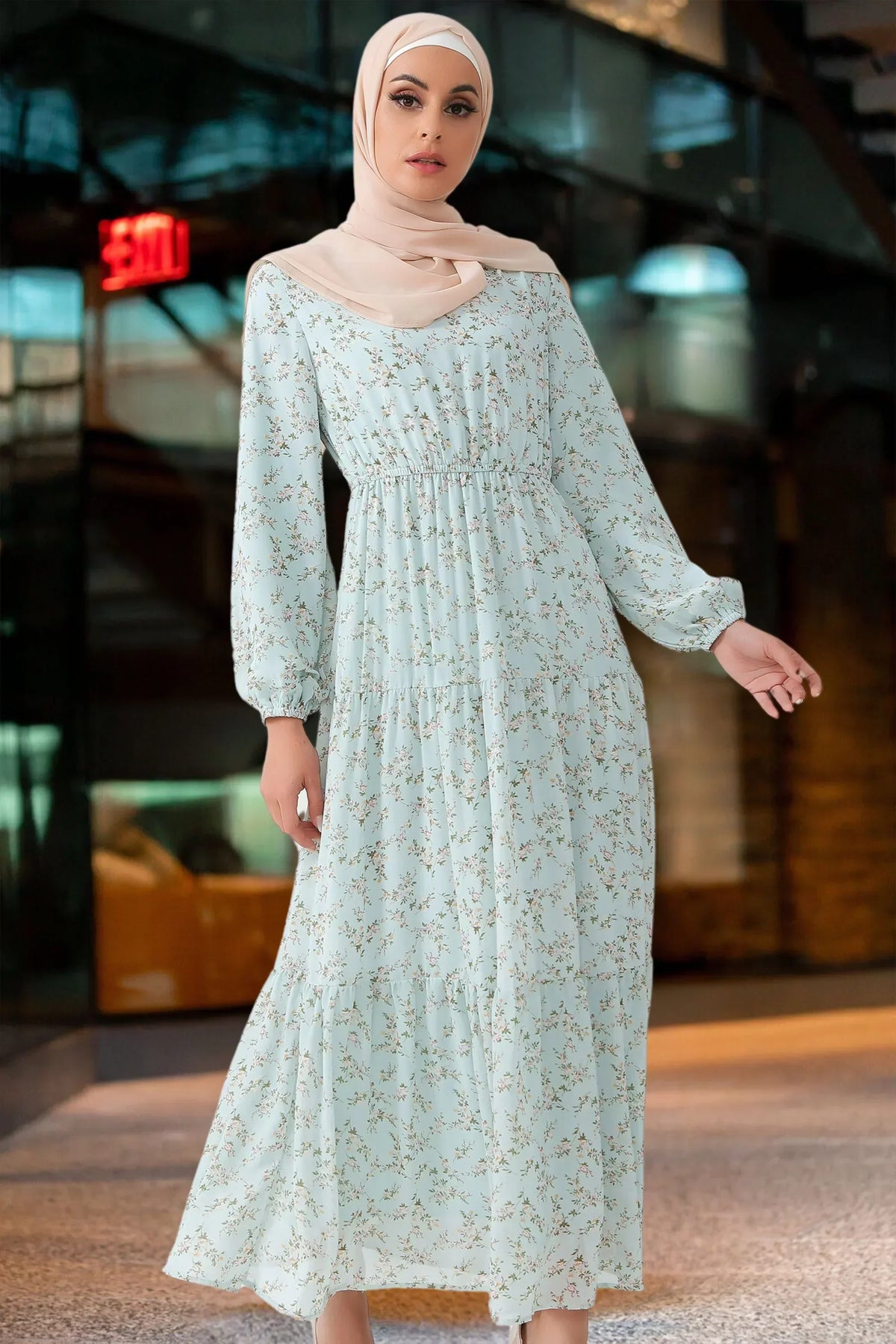 Dreamy Blue Floral Tiered Maxi Dress Urban Modesty Dreamy Blue Floral Tiered Maxi Dress Urban Modesty