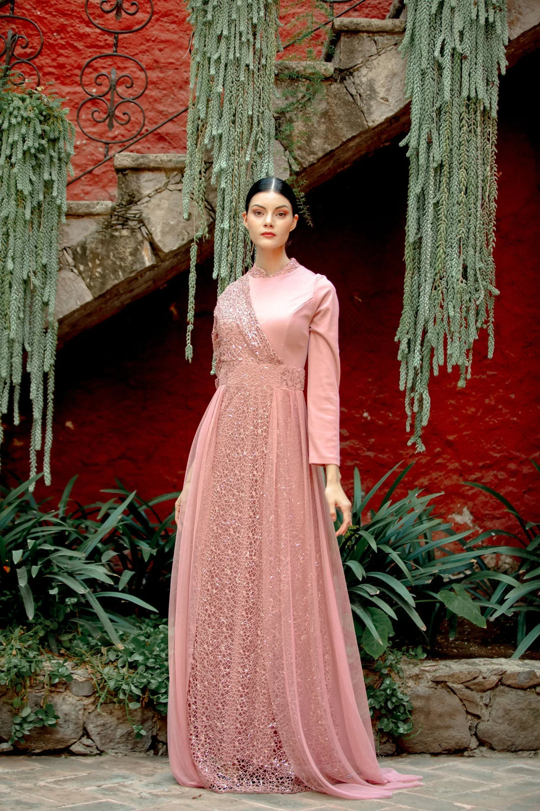 Hayati Lace With Chiffon Overlay Gown – Urban Modesty
