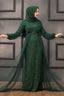 Lace With Chiffon Overlay Gown - Green / Small
