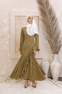 Ruffle Wrap Maxi Dress - X-Small / Mustard Green