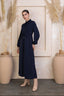 Navy Button Down Drawstring Non-Sheer Maxi Cardigan