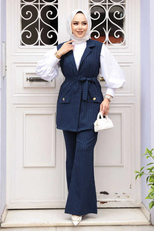 Navy Vest and Pants Suit Set
