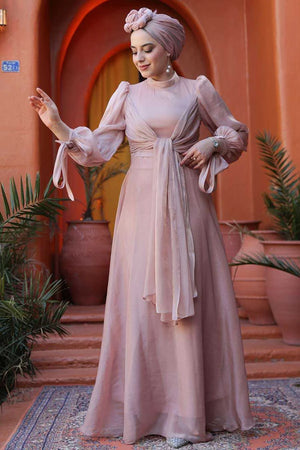 Pink Organza Criss Cross Gown