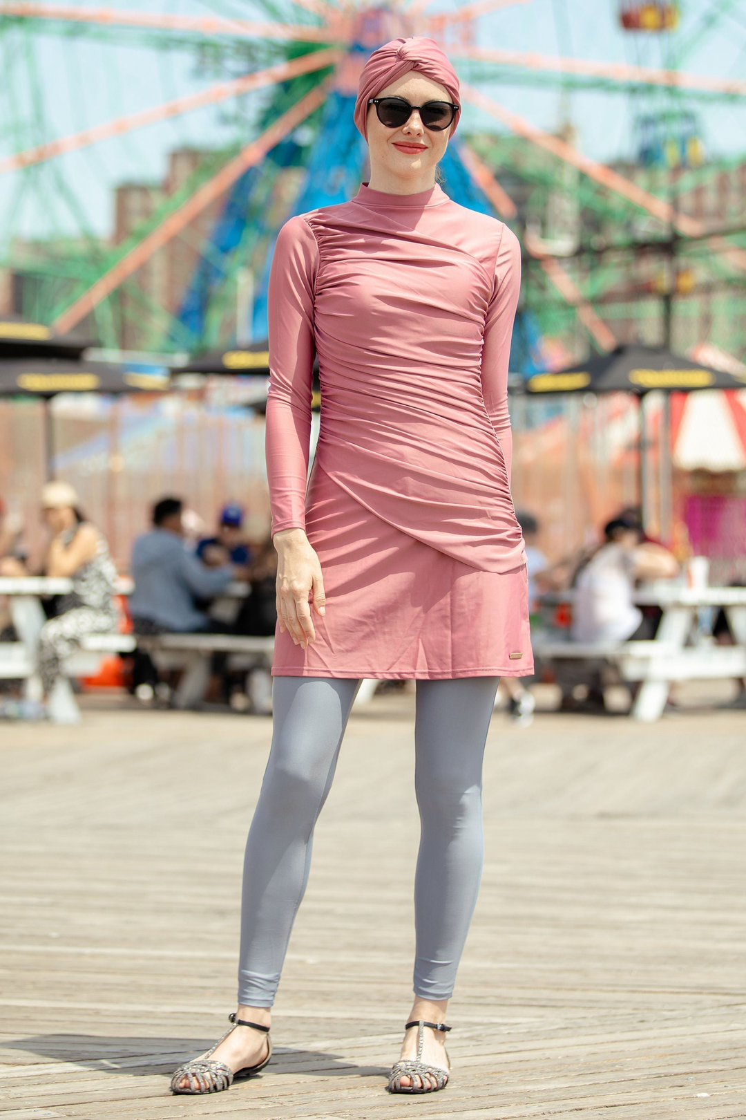 Ruched 3-piece modest swimsuit in clearance outfit