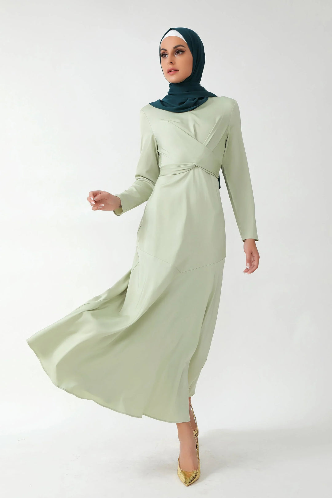 Sage Green Criss Cross Satin Maxi Dress Medium Sage Green Criss Cross Satin Maxi Dress Medium