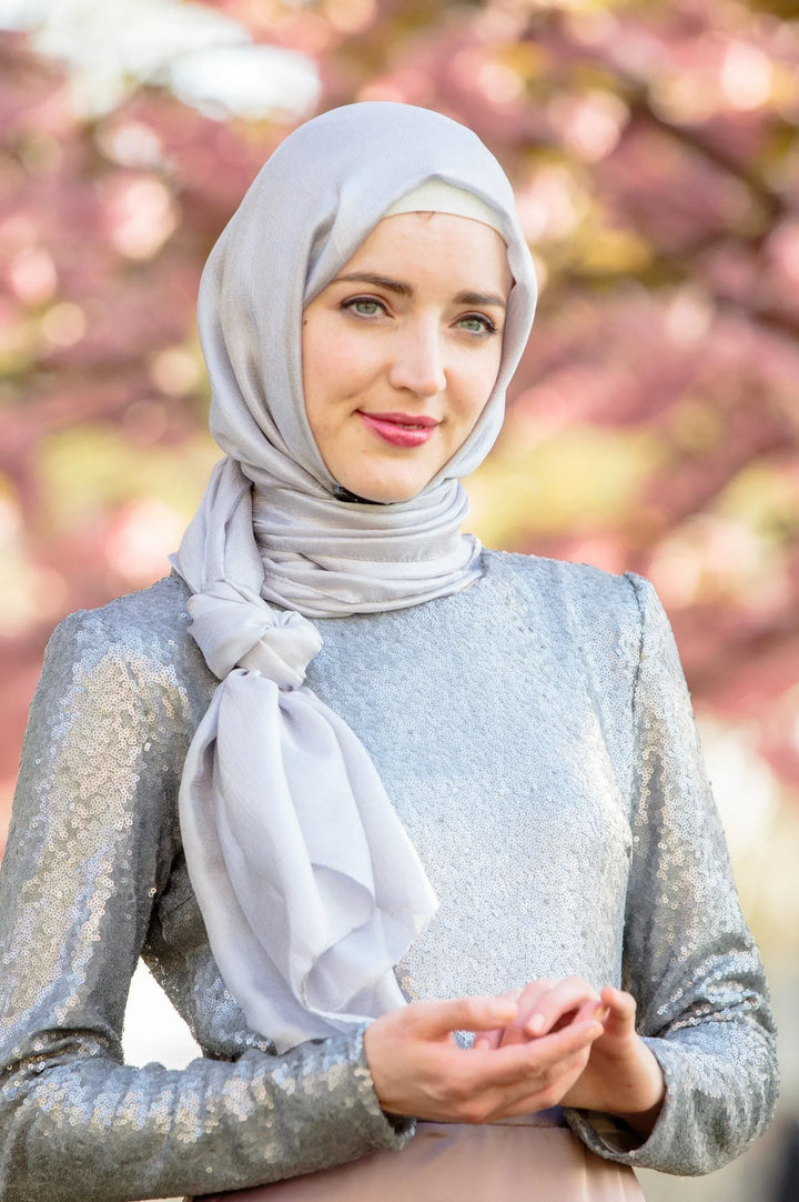 Silver Shimmer Hijab Head Scarf