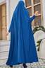 Teal modest one-piece salah prayer dress with head covering