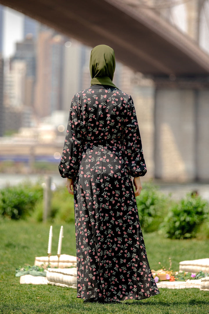 Urban Modesty - Black Bloom Floral Maxi Dress