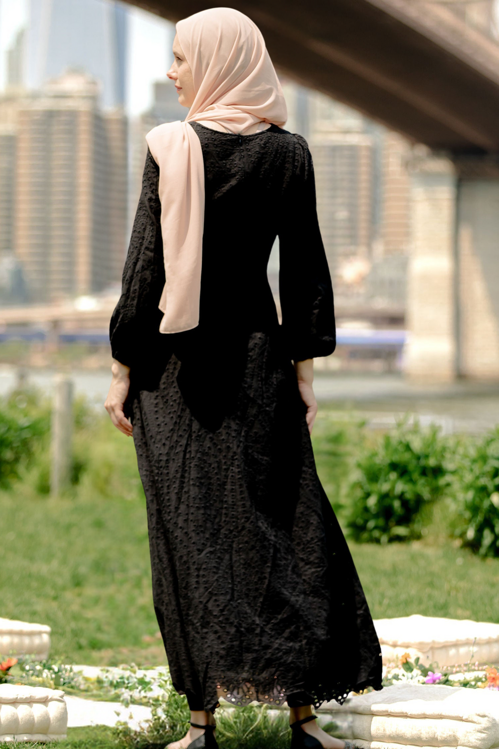 Urban Modesty - Black Eyelet Long Sleeve Maxi Dress