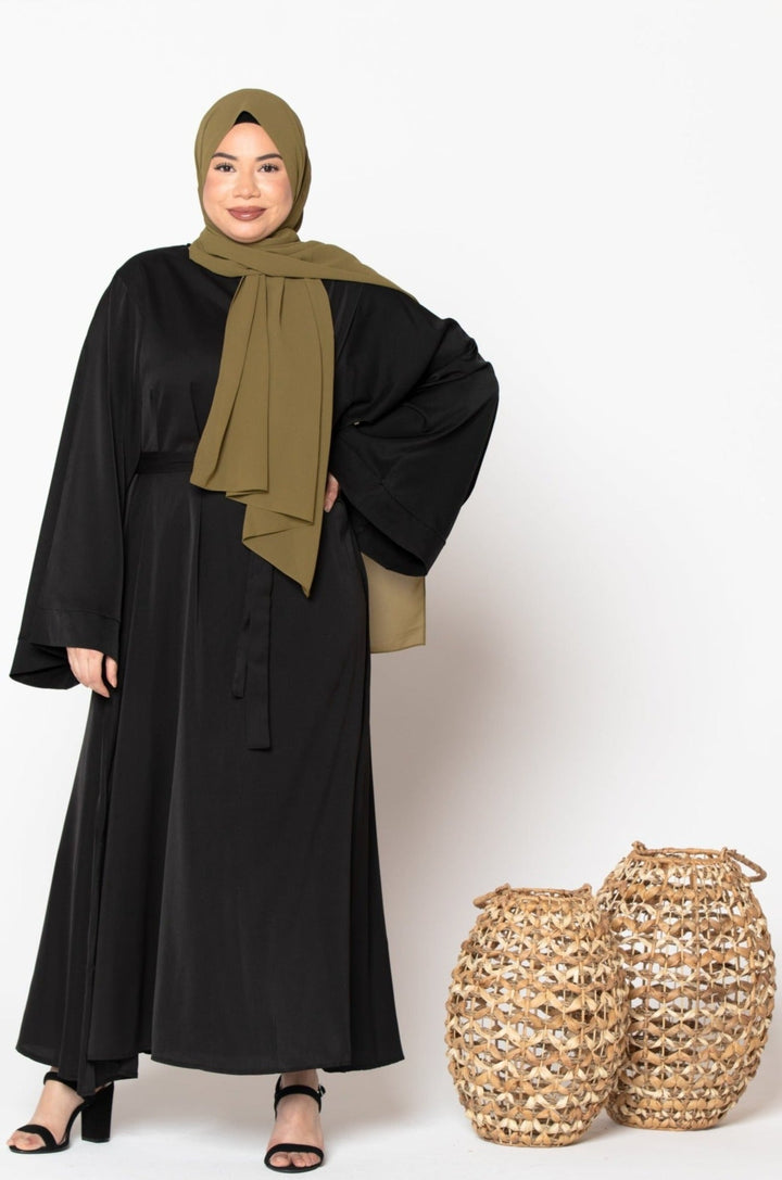 Urban Modesty - Black Kimono Abaya Maxi Dress