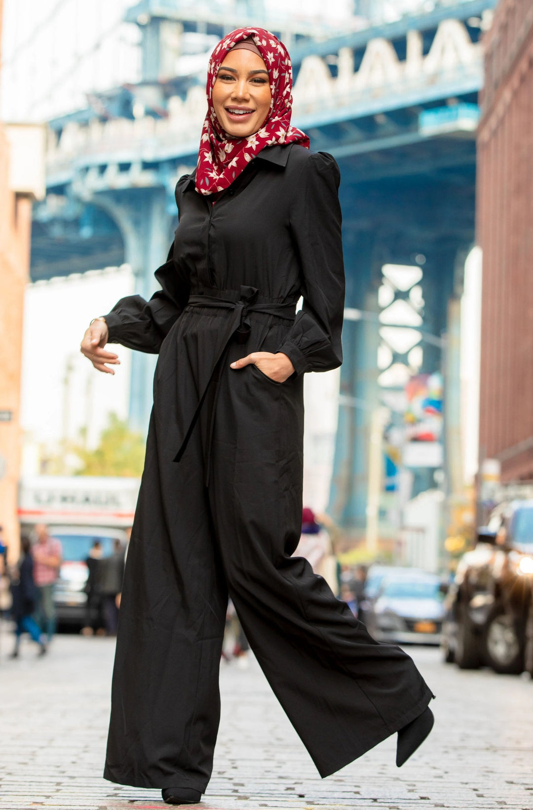 Urban Modesty - Black Lattice Jumpsuit - CLEARANCE