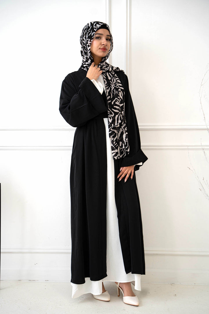 Urban Modesty - Black Nida Kimono Sleeve Open Abaya