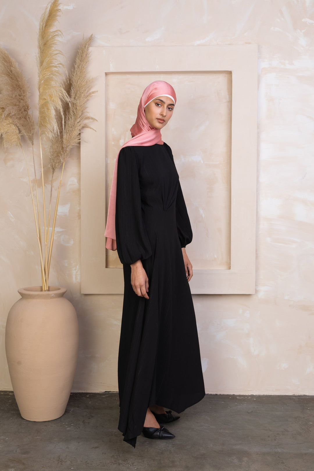 Black Of Night Metallic Pinstripe Long Sleeve Maxi Dress-CLEARANCE