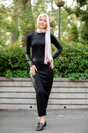 Urban Modesty - Black Ribbed Long Sleeve Maxi Dress