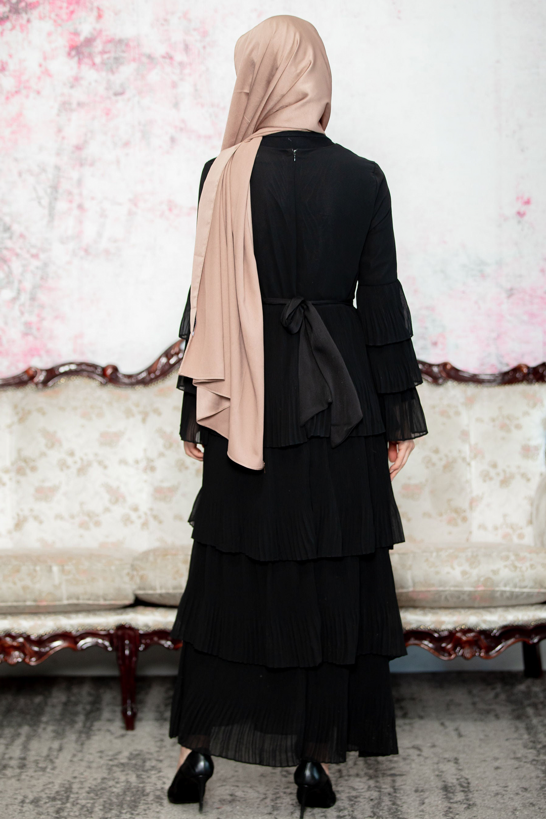 Urban Modesty - Black Ruffle Sleeve Maxi Dress-CLEARANCE