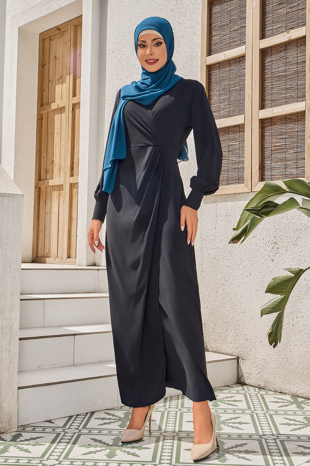 Urban Modesty - Black Wrap Maxi Dress