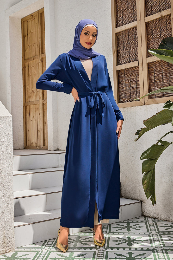 Urban Modesty - Blue Belted Open Abaya