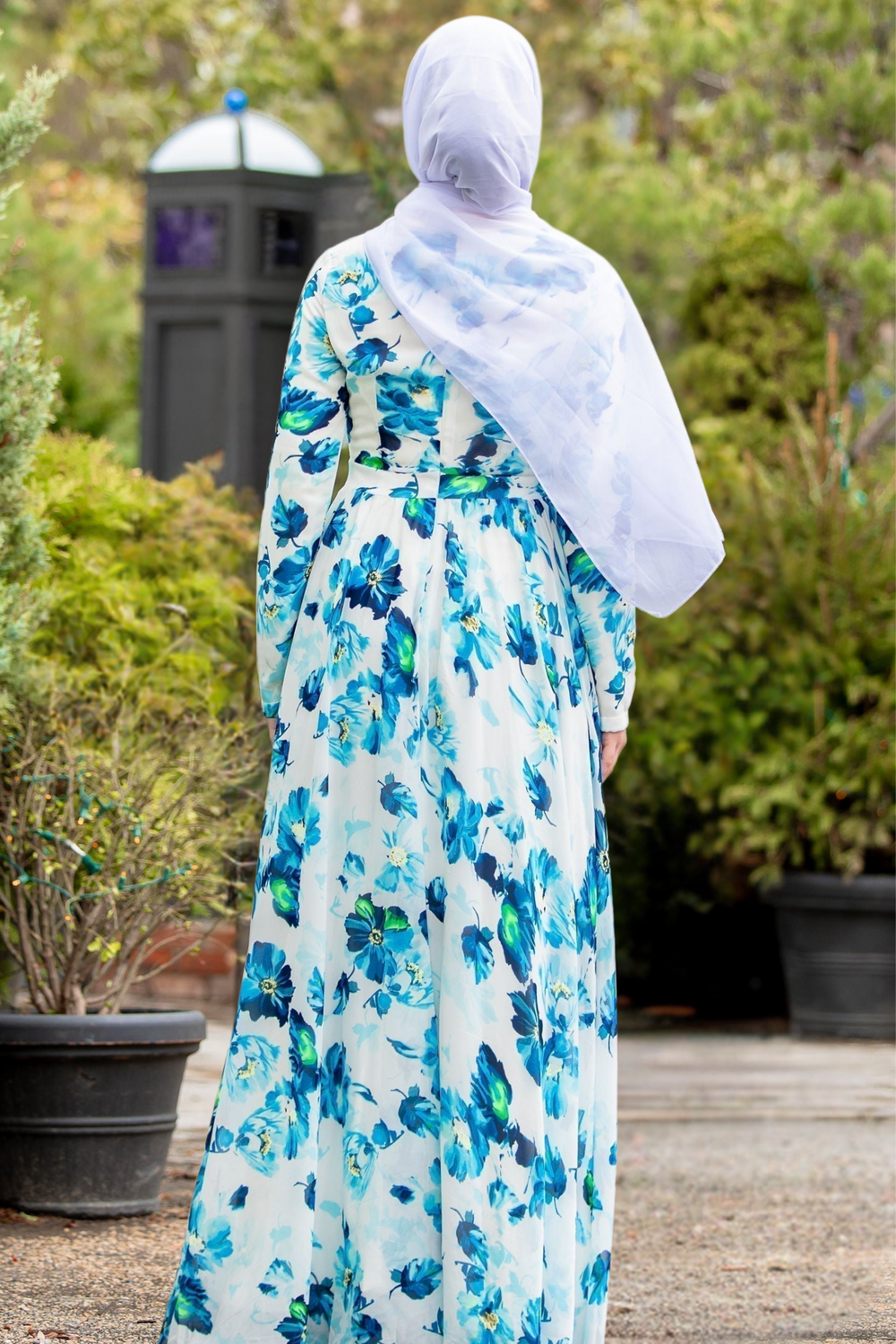 Urban Modesty - Blue Me Away Chiffon Maxi Dress With Sleeves
