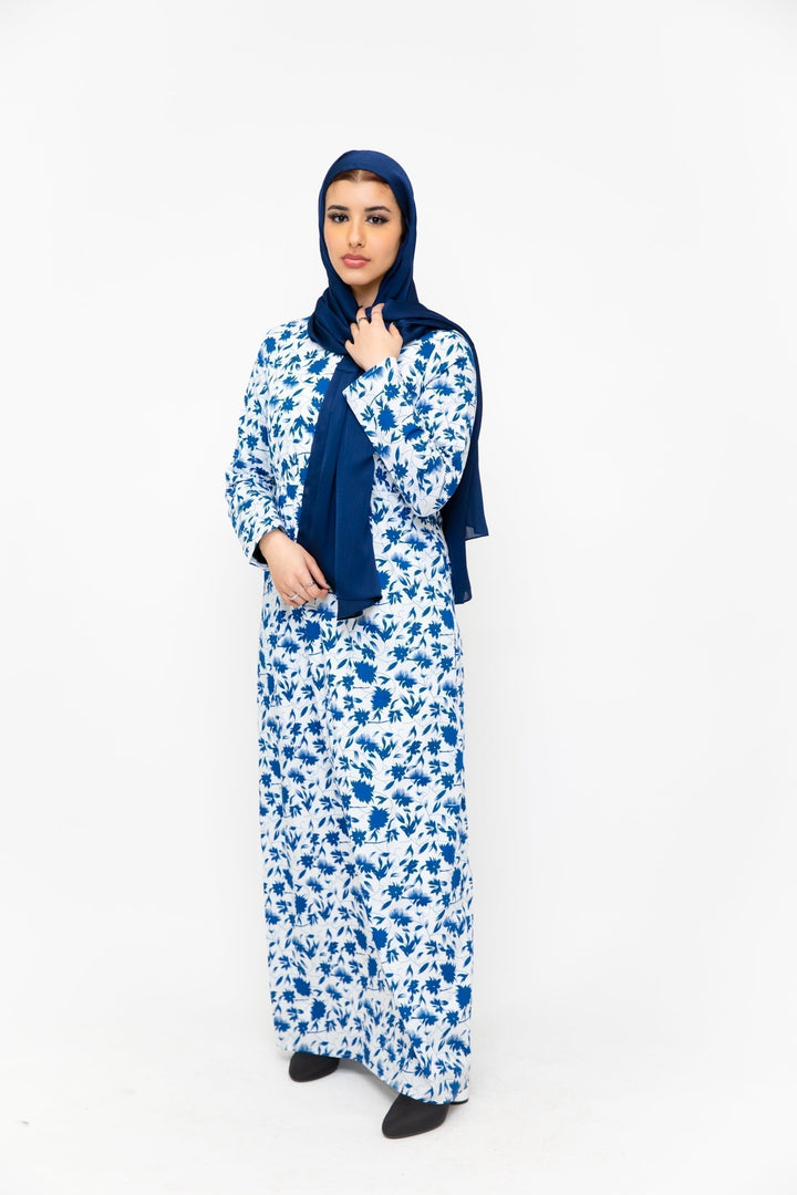 Blue Meadows Floral Long Sleeve Maxi Dress-CLEARANCE