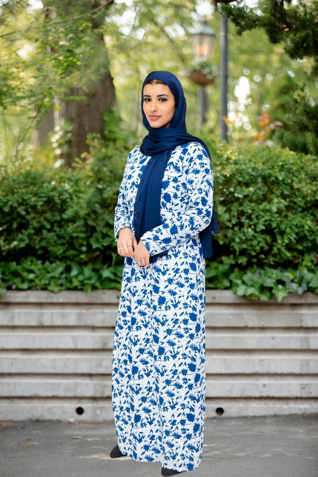 Urban Modesty - Blue Meadows Floral Long Sleeve Maxi Dress-CLEARANCE
