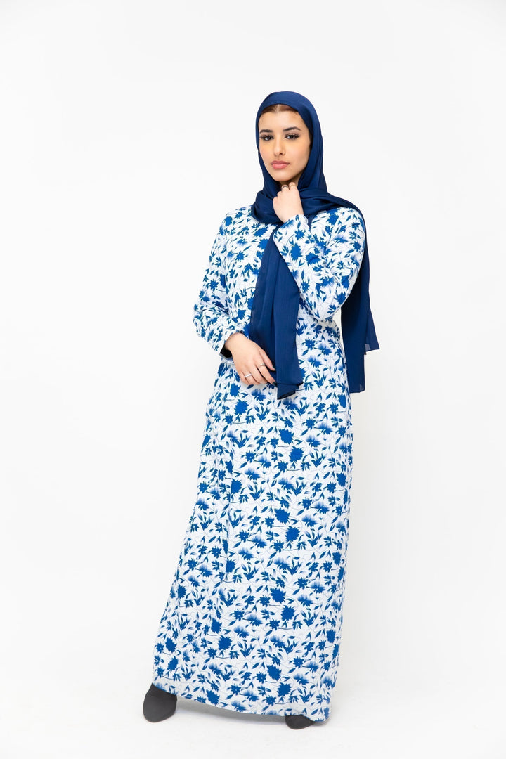 Urban Modesty - Blue Meadows Floral Long Sleeve Maxi Dress-CLEARANCE