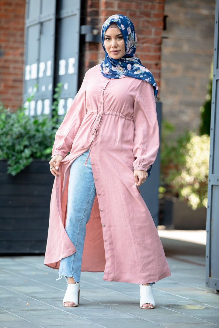 Urban Modesty - Blush Pink Button Down Non-Sheer Maxi Cardigan
