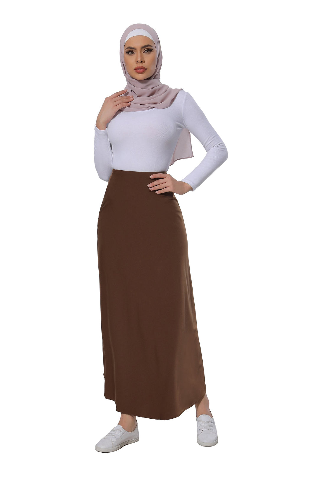 Brown Satin Maxi Skirt-CLEARANCE