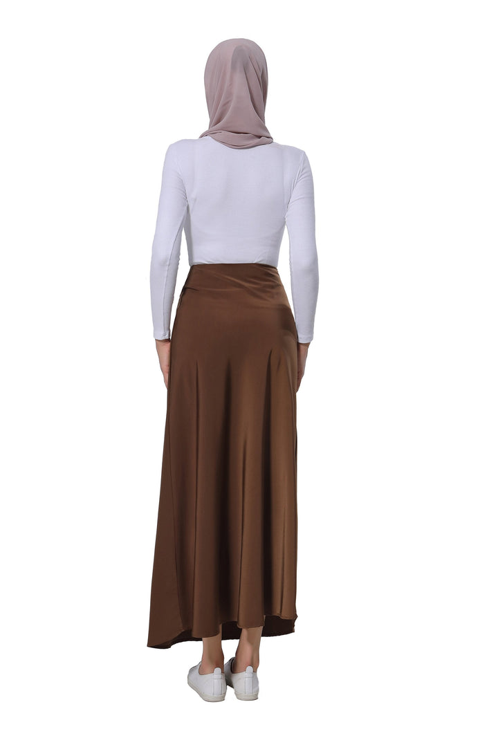 Brown Satin Maxi Skirt-CLEARANCE