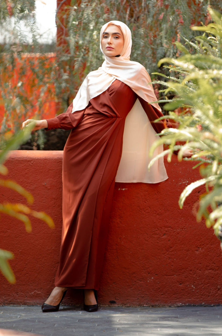 Urban Modesty - Brown Wrap Maxi Dress