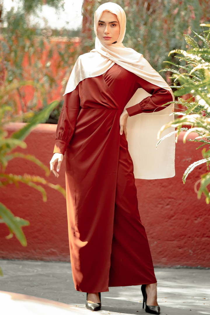 Urban Modesty - Brown Wrap Maxi Dress