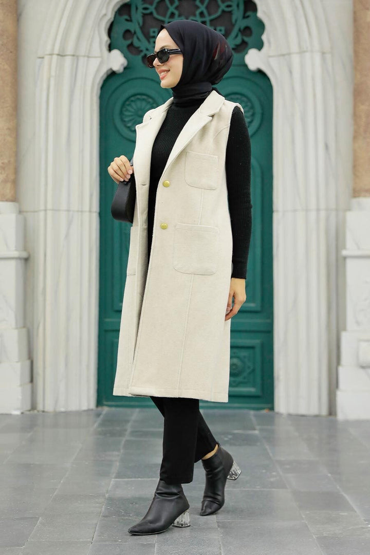 Urban Modesty - Button Down Belted Modest Vest - Clearance