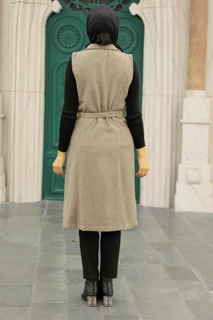 Urban Modesty - Button Down Belted Modest Vest - Clearance