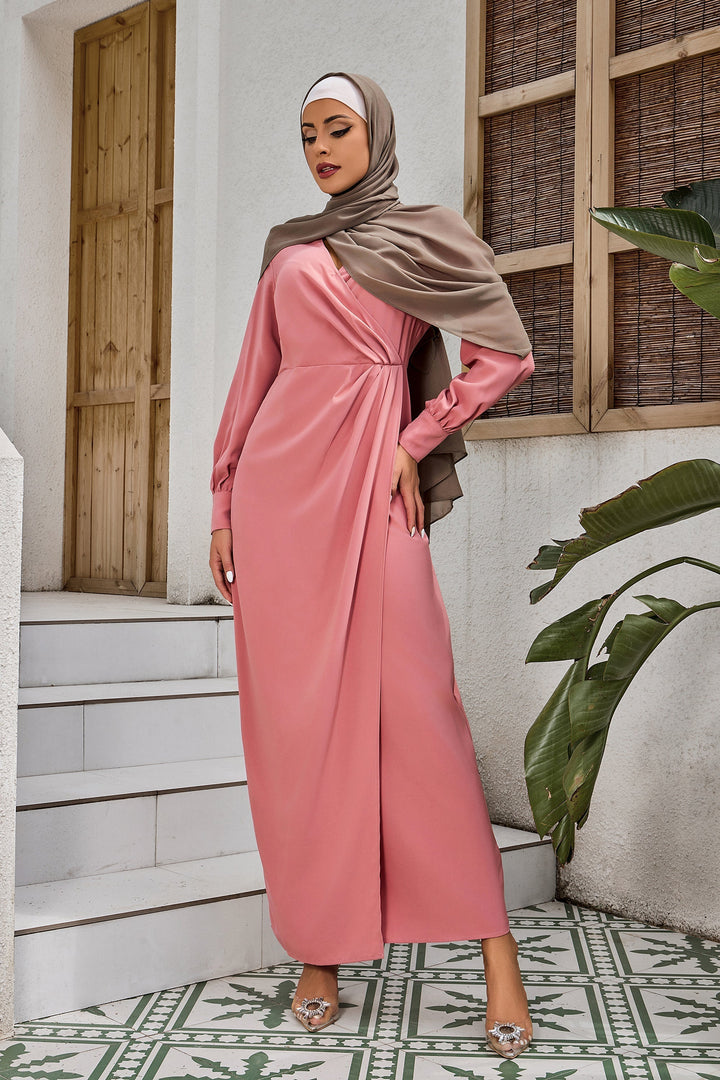 Urban Modesty - Coral Wrap Maxi Dress