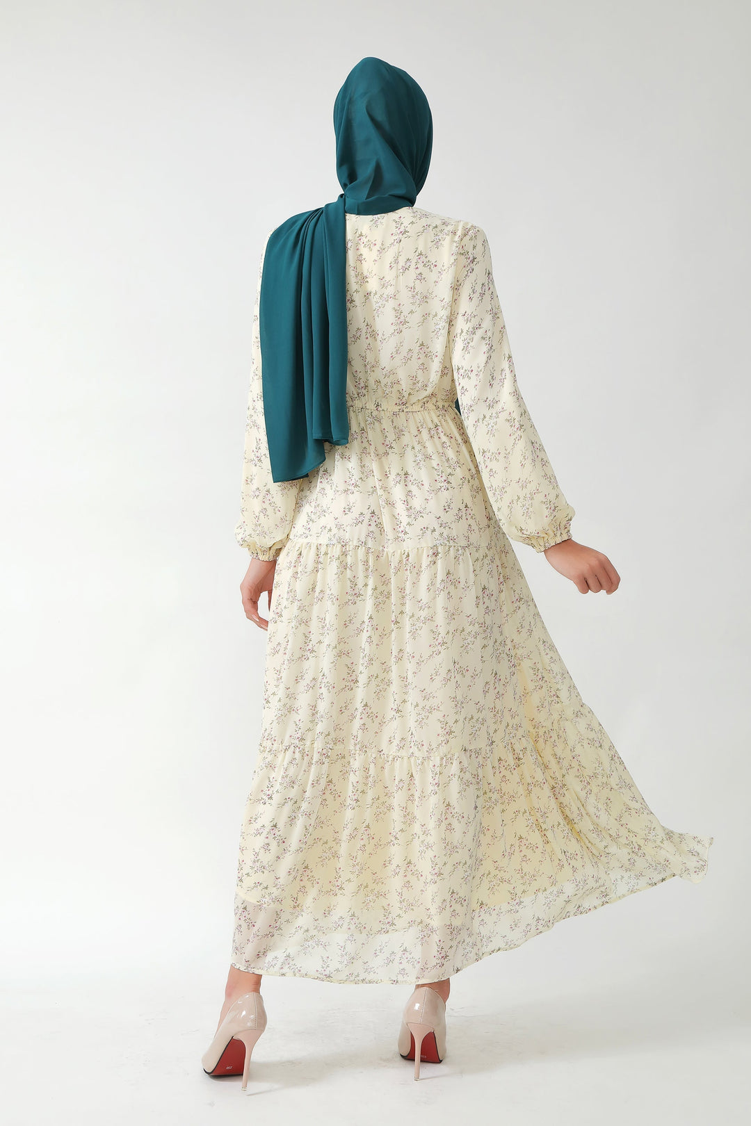 Urban Modesty - Cream Floral Tiered Maxi Dress