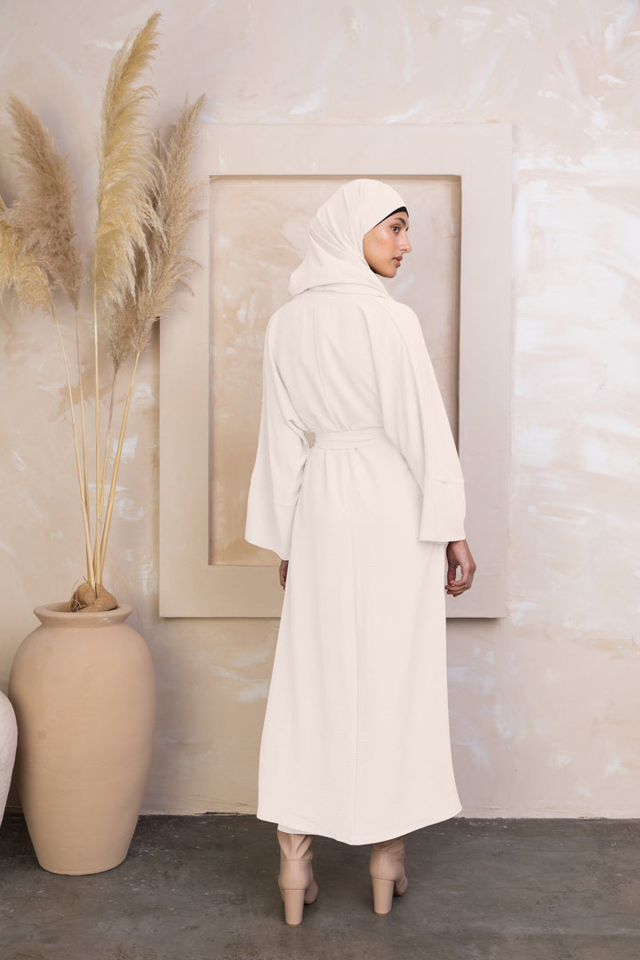 Cream Four Piece Open Abaya Set