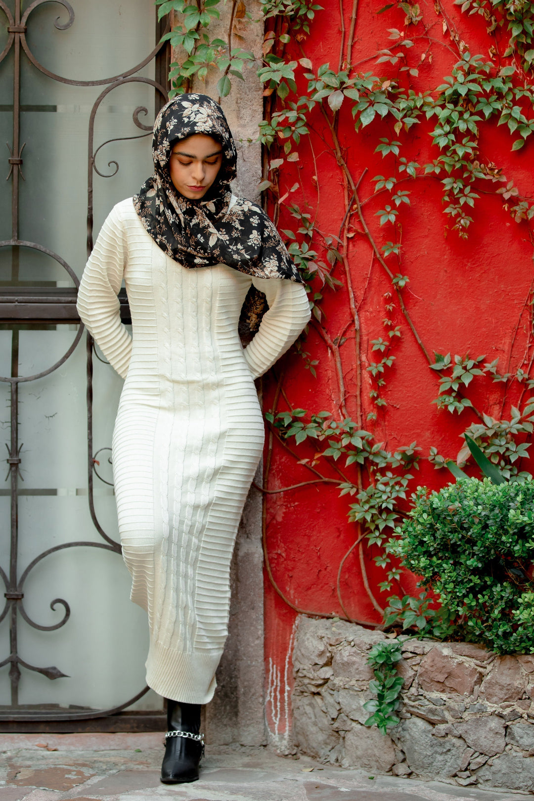 Urban Modesty - Cream Long Sleeve Maxi Sweater Dress-CLEARANCE