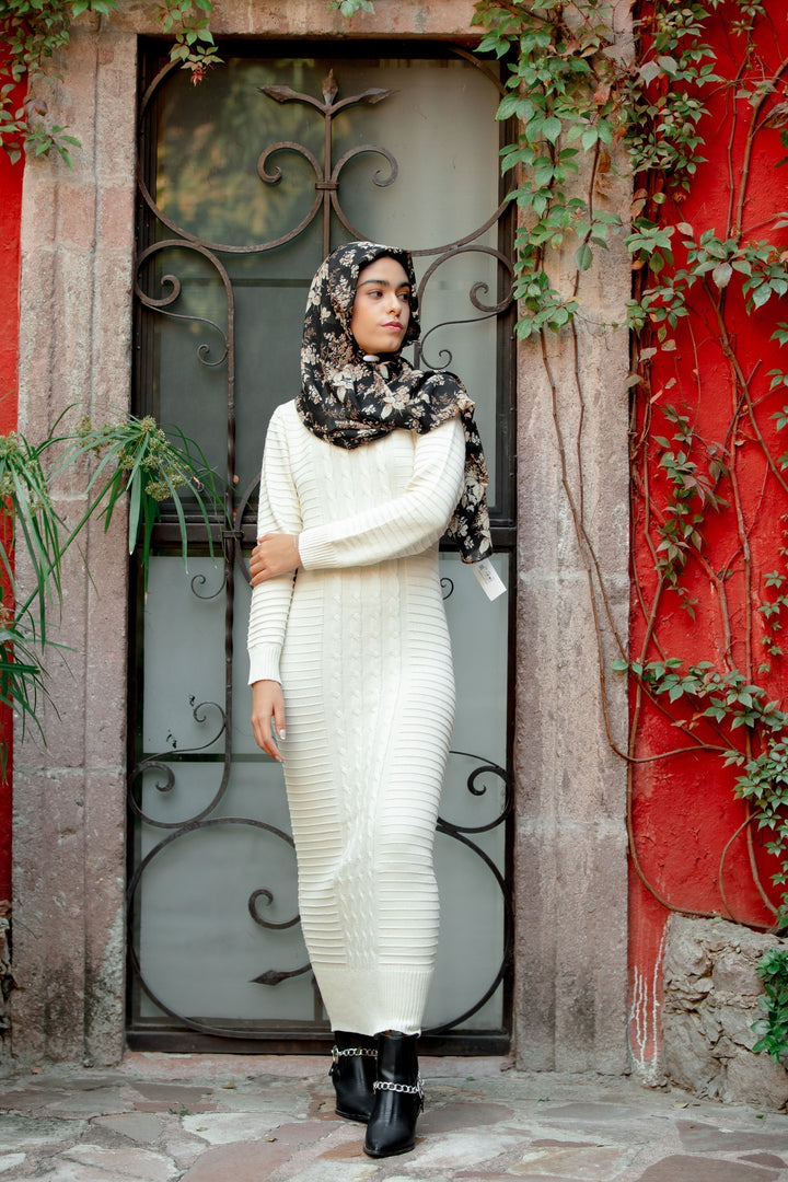 Urban Modesty - Cream Long Sleeve Maxi Sweater Dress-CLEARANCE
