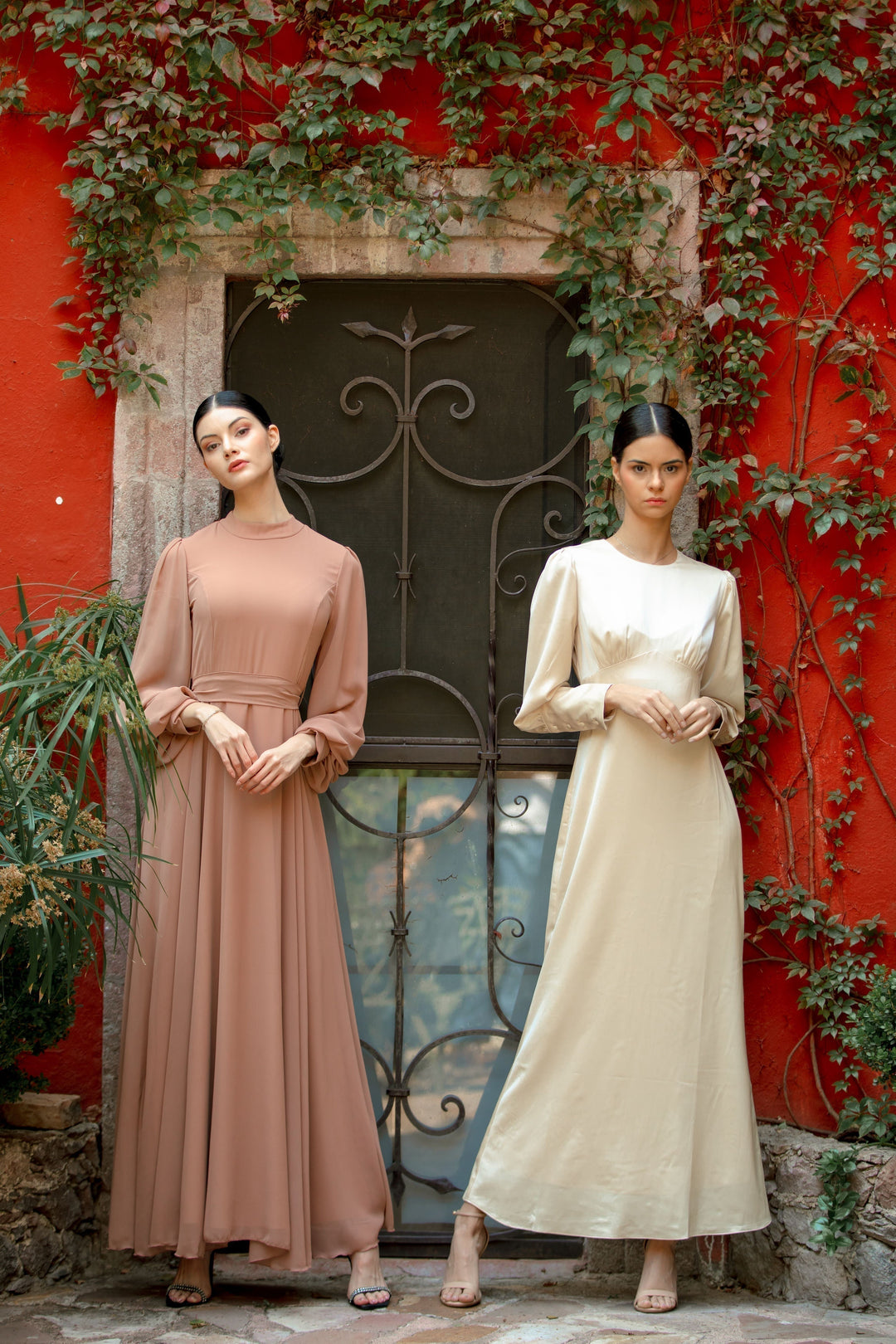 Urban Modesty - Cream Satin Long Sleeve Maxi Dress