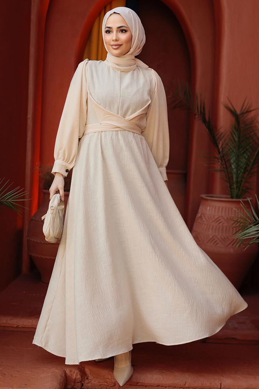 Criss Cross Linen Maxi Dress-CLEARANCE