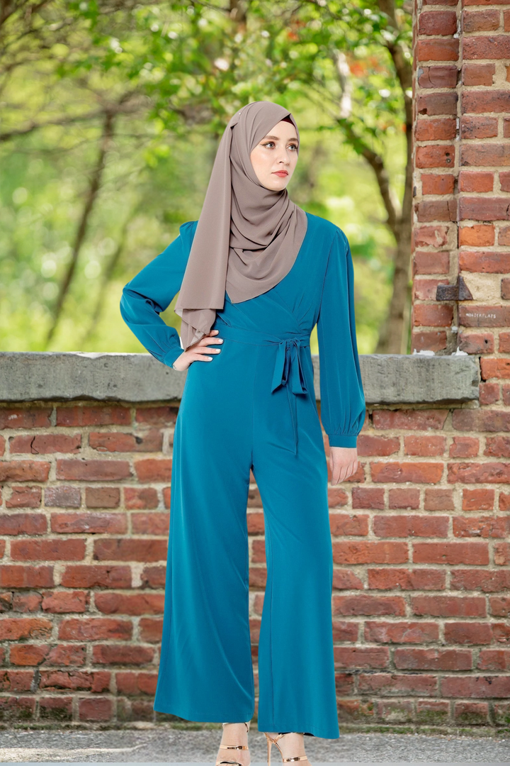 Criss Cross Long Sleeve Jumpsuit-CLEARANCE