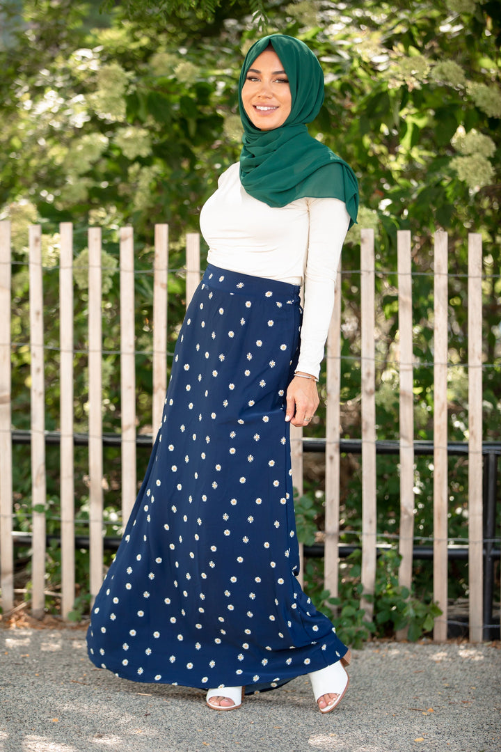 Urban Modesty - Daisy Floral Navy Maxi Skirt