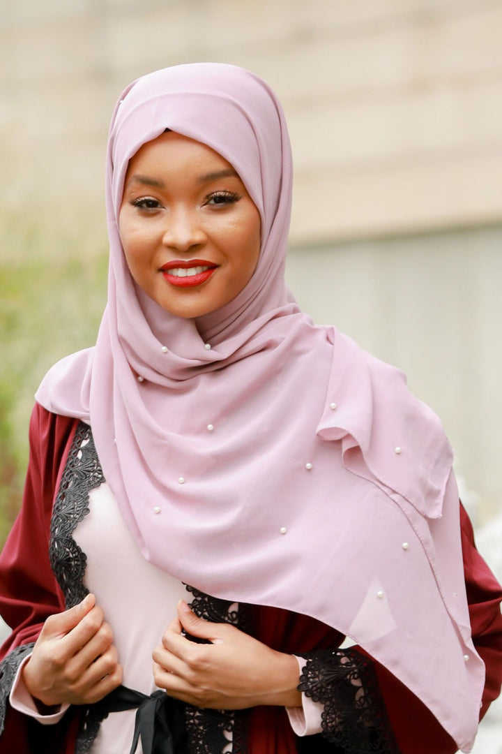 Urban Modesty - Dusty Pink Pearl Chiffon Hijab 18