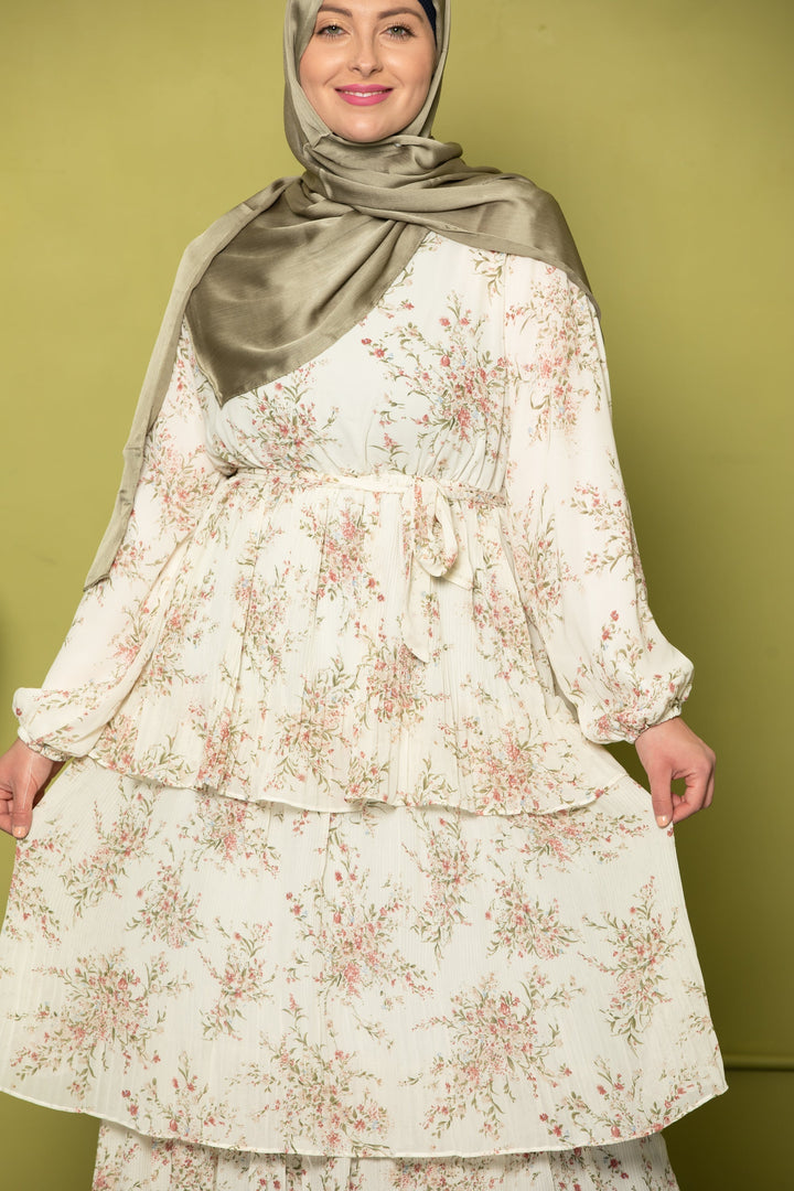Urban Modesty - Floral Cascading Ruffle Maxi Dress