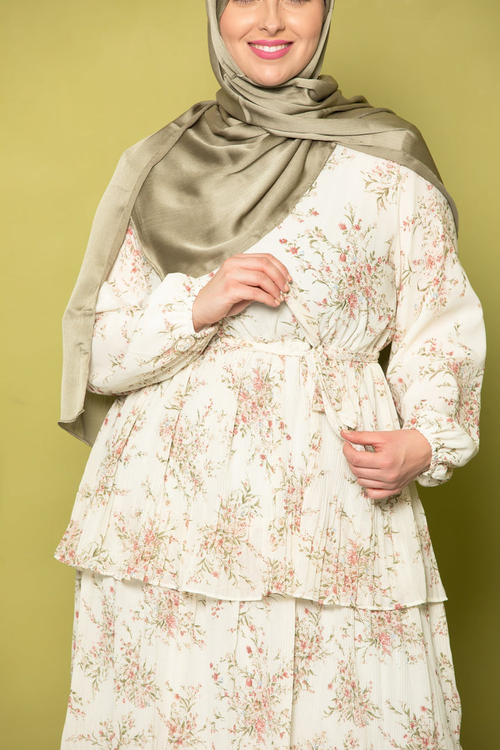 Urban Modesty - Floral Cascading Ruffle Maxi Dress