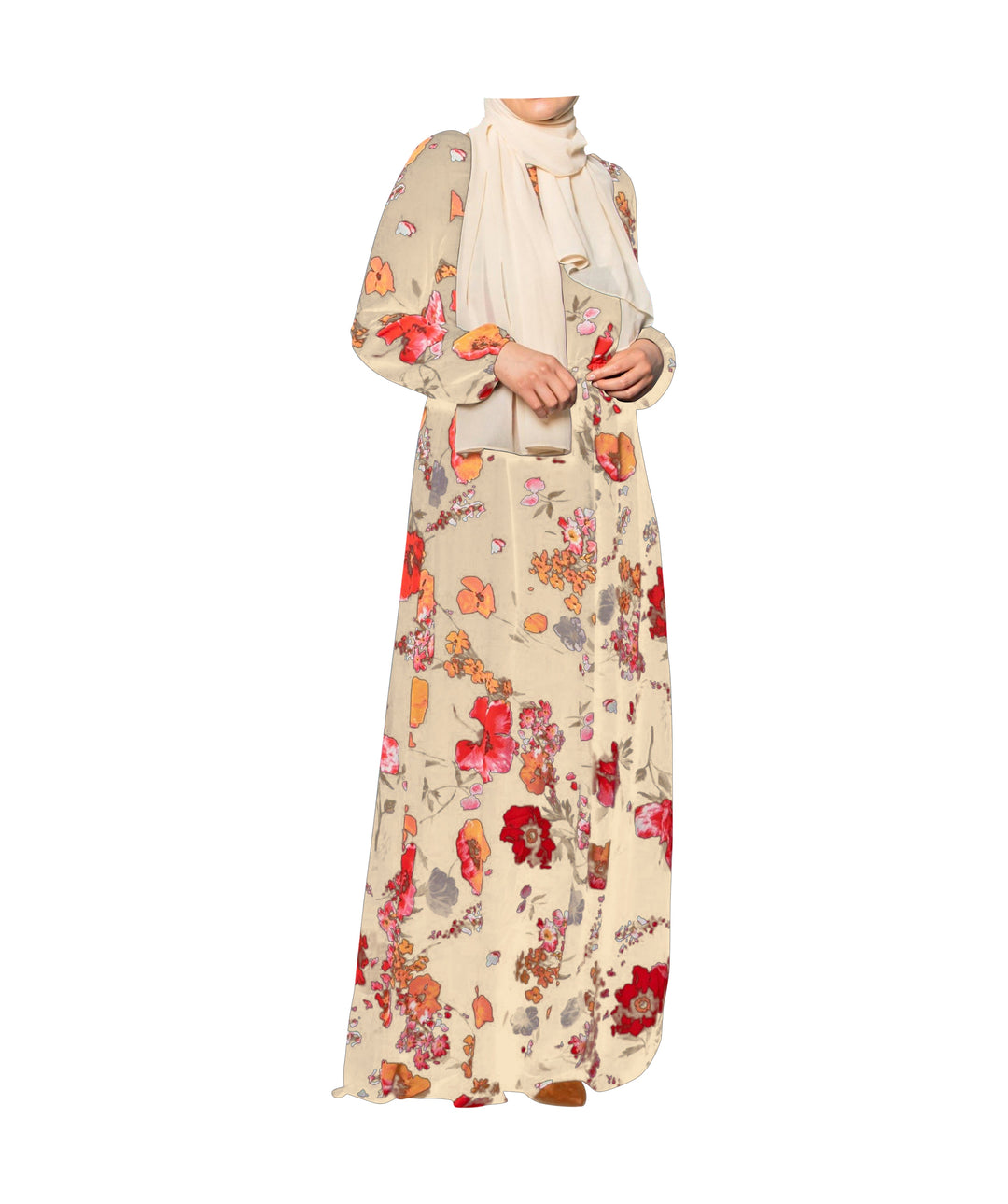 Urban Modesty - Floral Drawstring Maxi Dress