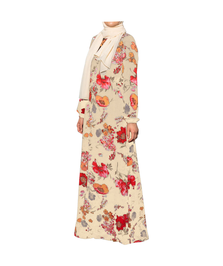 Urban Modesty - Floral Drawstring Maxi Dress