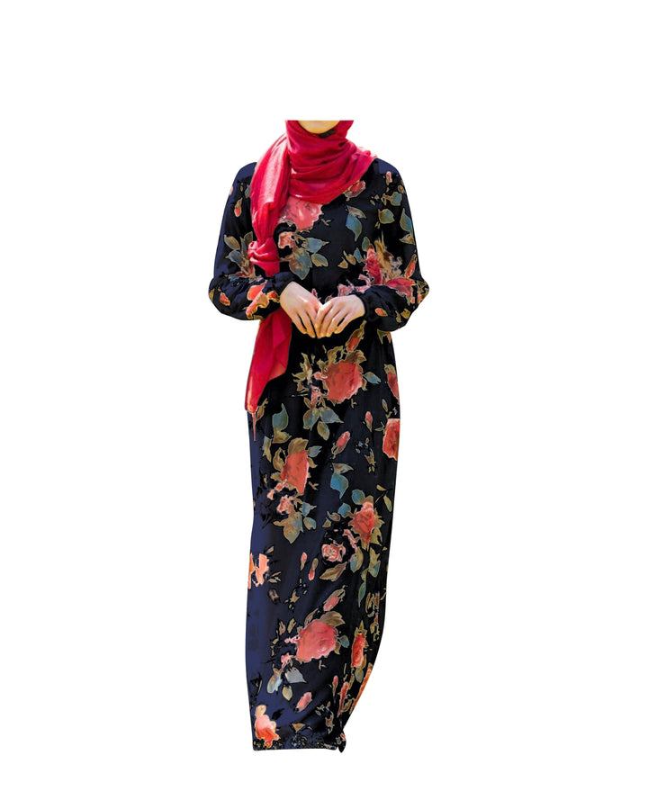 Floral Drawstring Maxi Dress-CLEARANCE