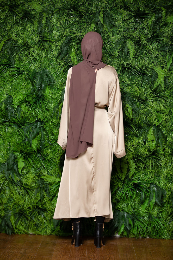 Urban Modesty - Golden Haze Satin Kimono Sleeves Maxi Abaya Dress-CLEARANCE
