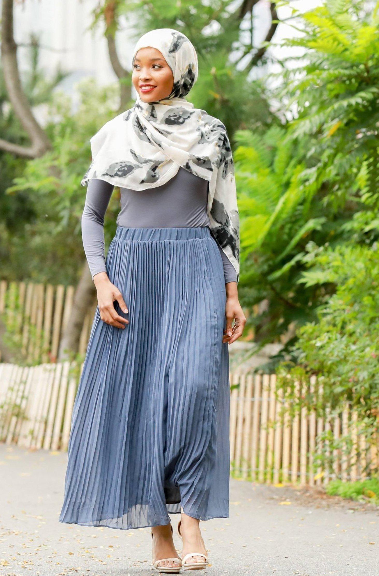 Pleated chiffon outlet maxi skirt blue