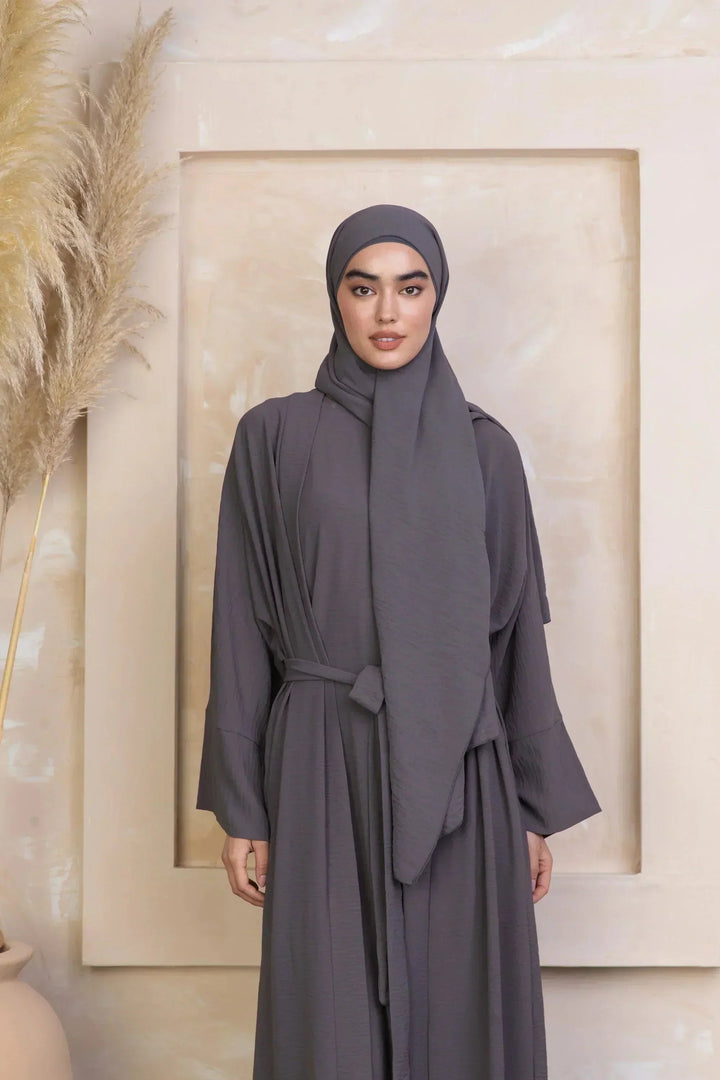 Urban Modesty - Gray Four Piece Open Abaya Set